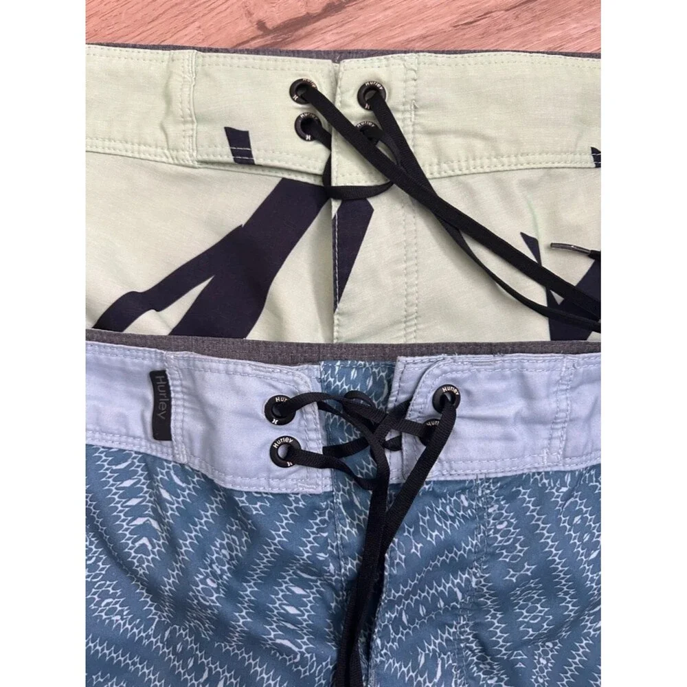 Hurley Board Shorts Green and Light Blue Men's Swim Trunks Pair Size 40 XL